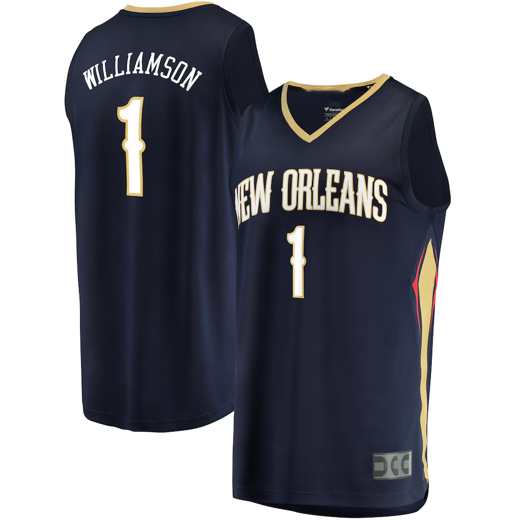 Rebec NO.Pelicans #1 Zion Williamson Navy Replica Fast Break Stitched Jerseys- Icon Edition