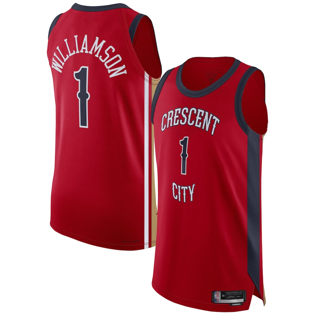 Rebec NO.Pelicans #1 Zion Williamson Red Authentic Stitched Jerseys- Statement Edition