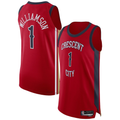 Rebec NO.Pelicans #1 Zion Williamson Red Authentic Stitched Jerseys- Statement Edition