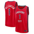 Rebec NO.Pelicans #1 Zion Williamson Red Fast Break Replica Stitched Jerseys- Statement Edition