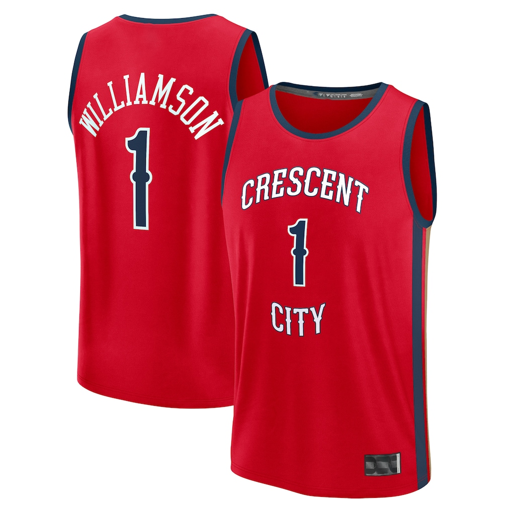 Rebec NO.Pelicans #1 Zion Williamson Red Fast Break Replica Stitched Jerseys- Statement Edition