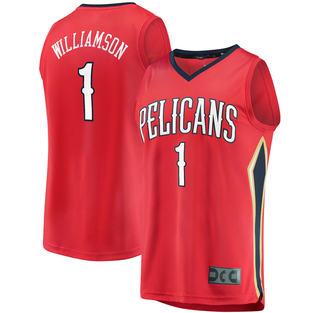 Rebec NO.Pelicans #1 Zion Williamson Red Replica Fast Break Stitched Jerseys- Statement Edition
