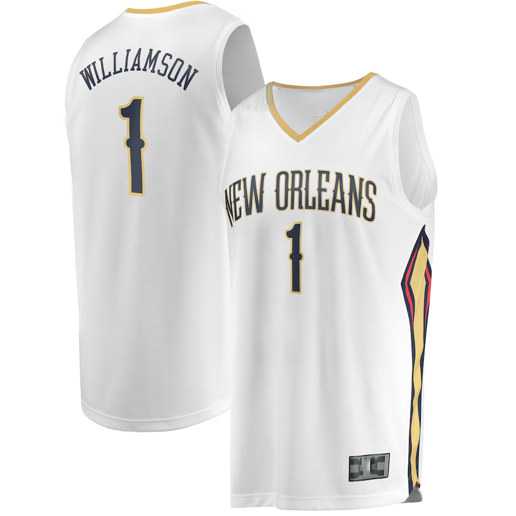 Rebec NO.Pelicans #1 Zion Williamson White Replica Fast Break Stitched Jerseys- Association Edition