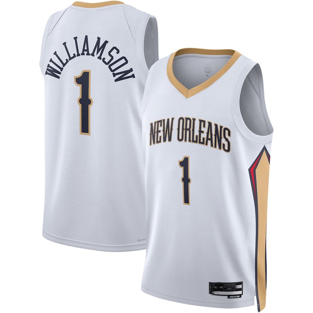 Rebec NO.Pelicans #1 Zion Williamson White Swingman Stitched Jerseys- Association Edition