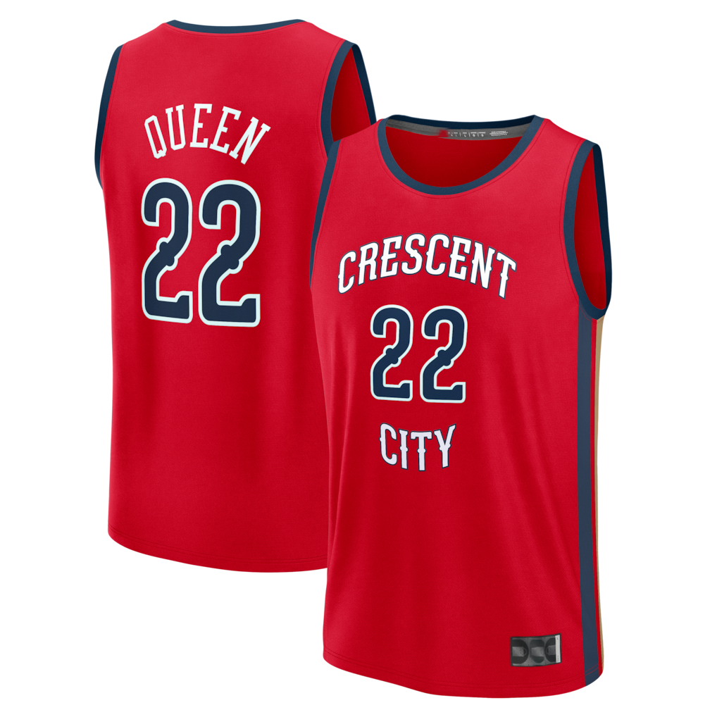 Rebec NO.Pelicans #22 Derik Queen Red Fast Break Replica Player Stitched Jerseys- Statement Edition