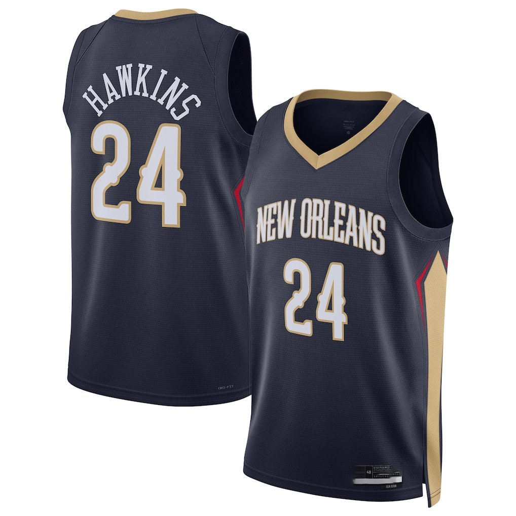 Rebec NO.Pelicans #24 Jordan Hawkins Navy Swingman Stitched Jerseys- Icon Edition
