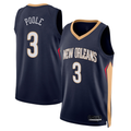 Rebec NO.Pelicans #3 Jordan Poole Navy Swingman Stitched Jerseys- Icon Edition
