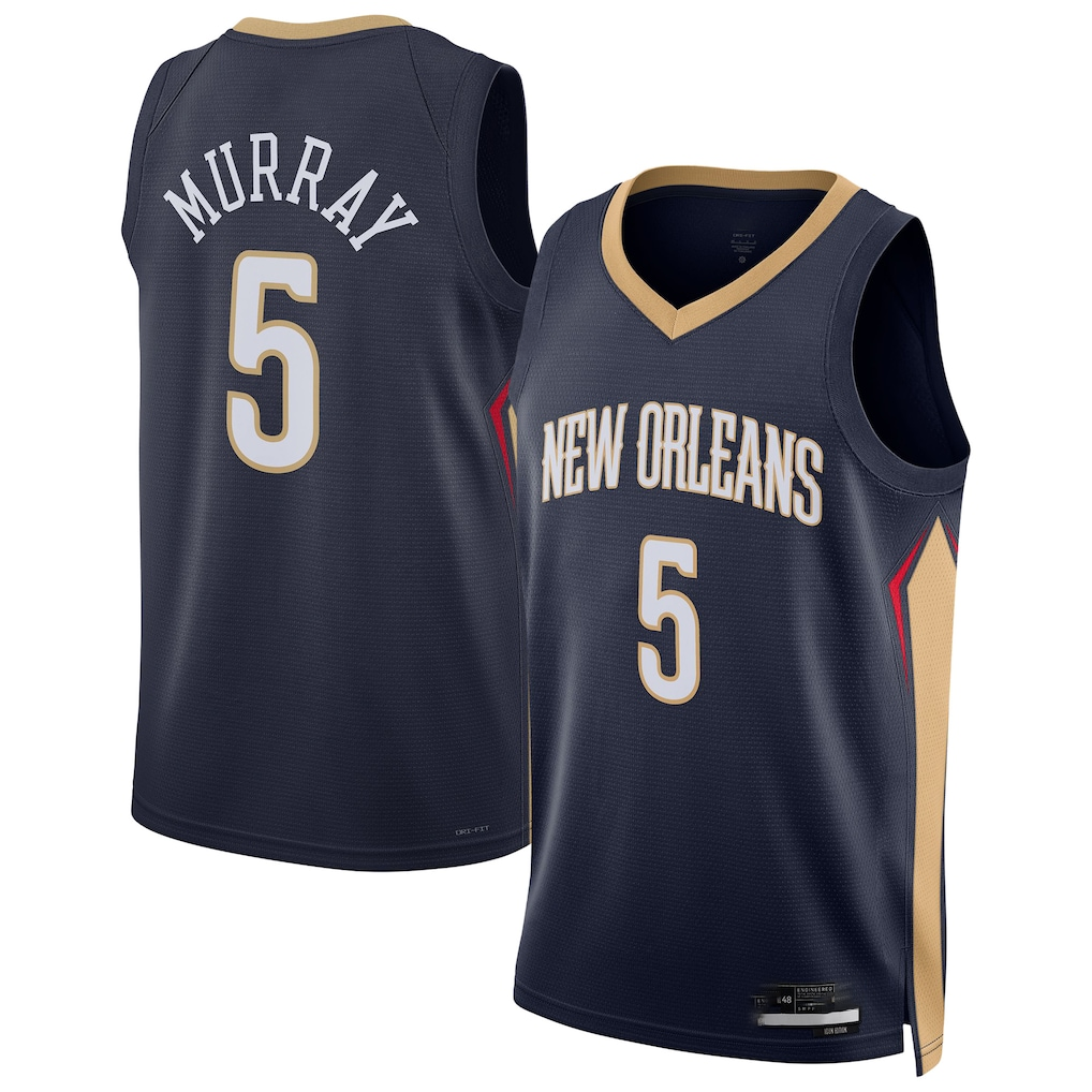 Rebec NO.Pelicans #5 Dejounte Murray Navy 2024 Offseason Addition Swingman Stitched Jerseys