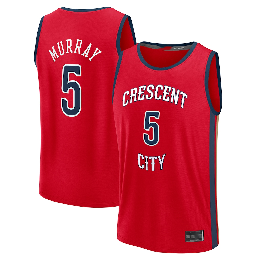 Rebec NO.Pelicans #5 Dejounte Murray Red Fast Break Replica Player Stitched Jerseys- Statement Edition