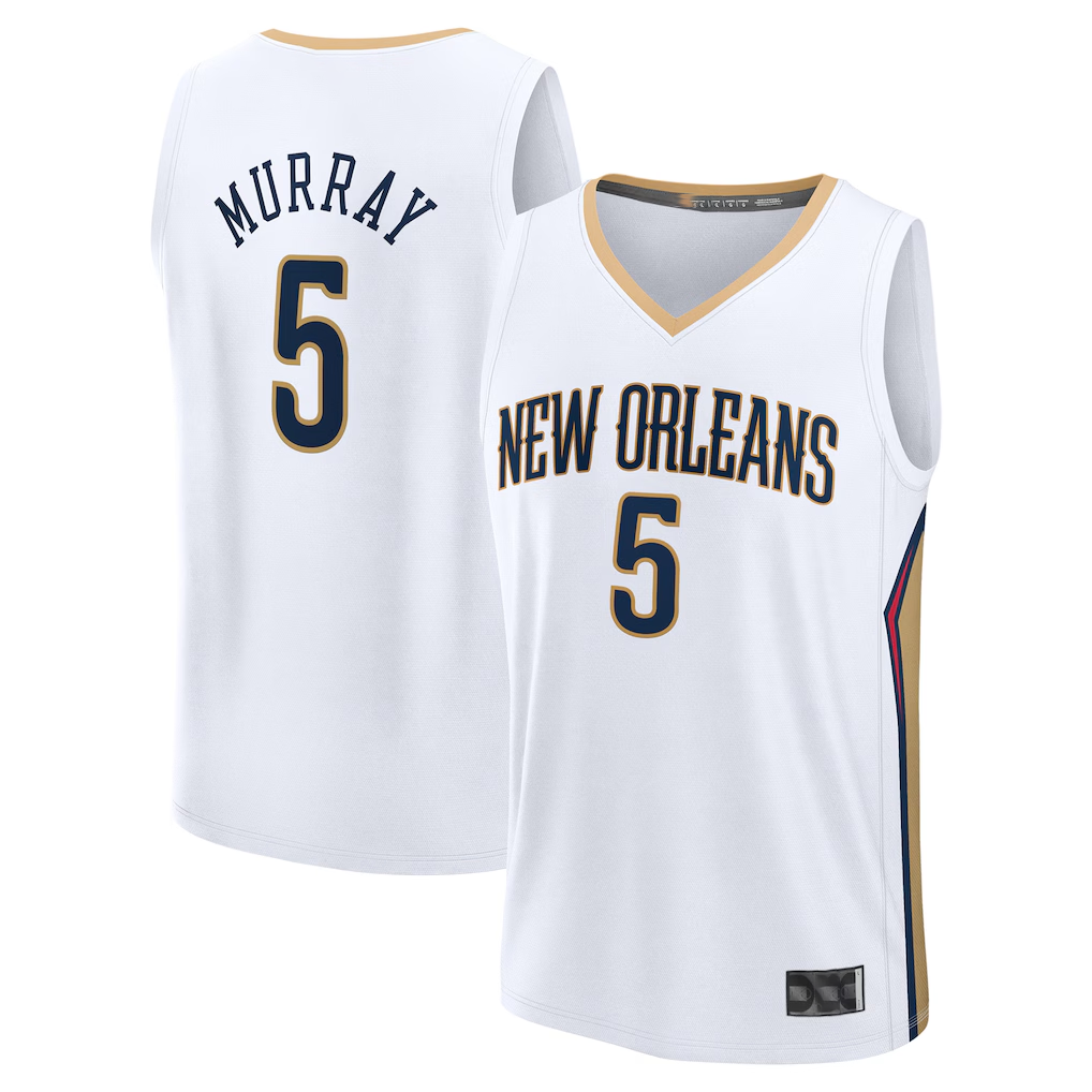 Rebec NO.Pelicans #5 Dejounte Murray White Fast Break Replica Player Stitched Jerseys- Association Edition