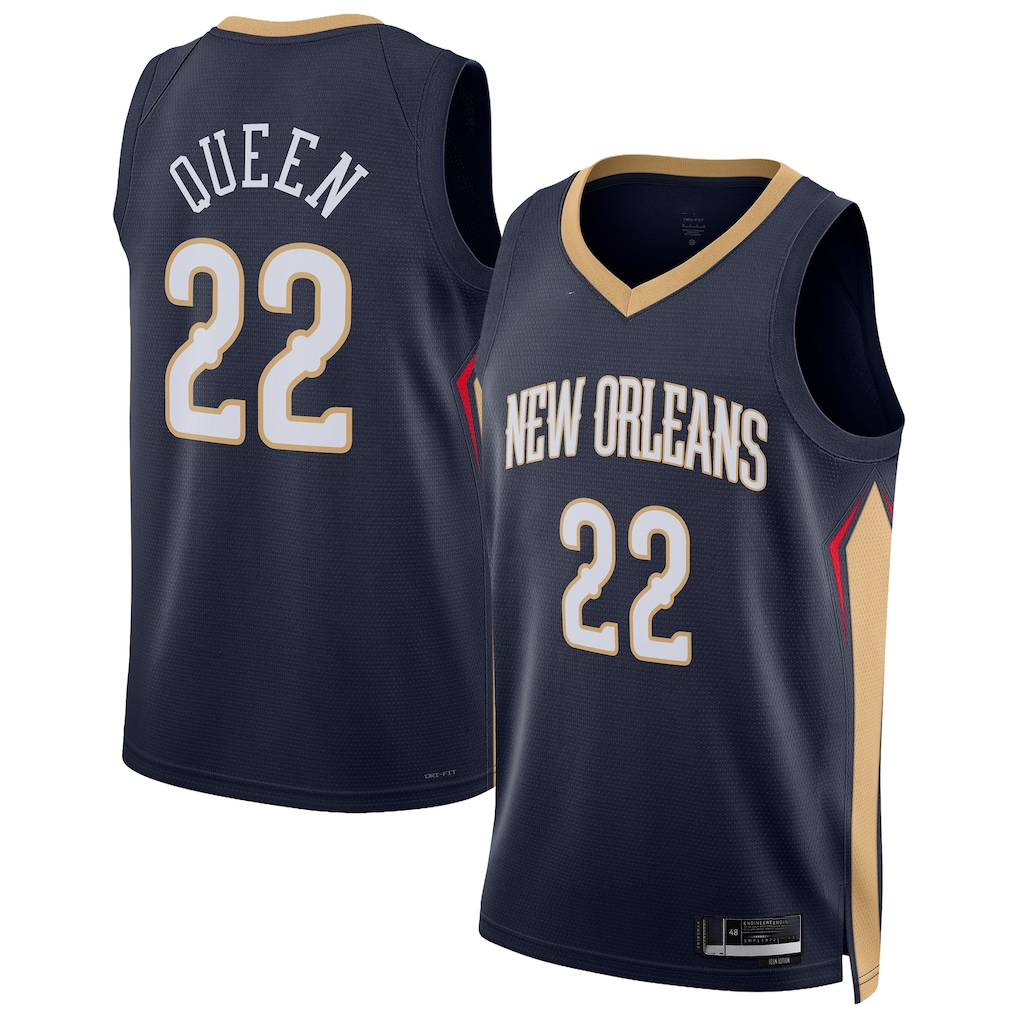 Rebec NO.Pelicanss #22 Derik Queen Navy Swingman Stitched Jerseys- Icon Edition