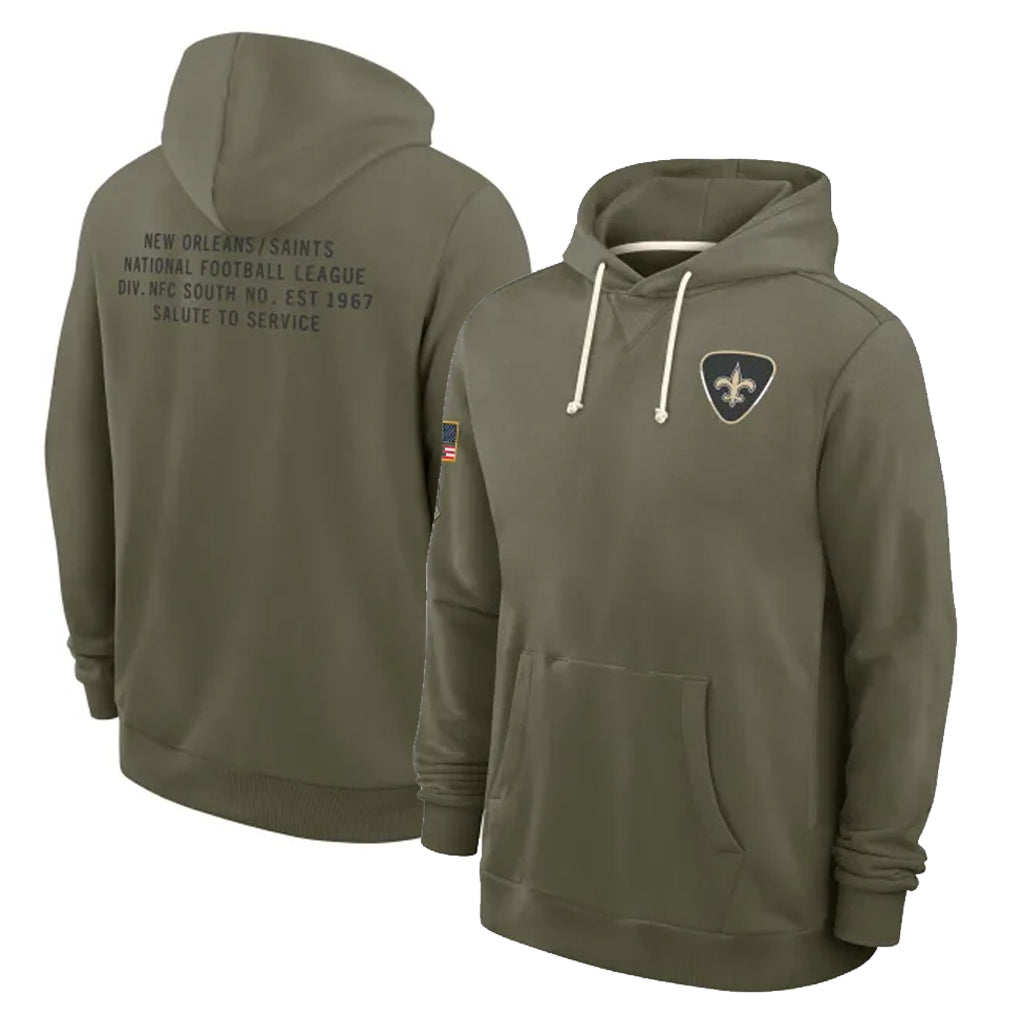 Rebec NO.Saints Olive Salute to Service Pullover Hoodies Limited Blank Player Stitched Jerseys