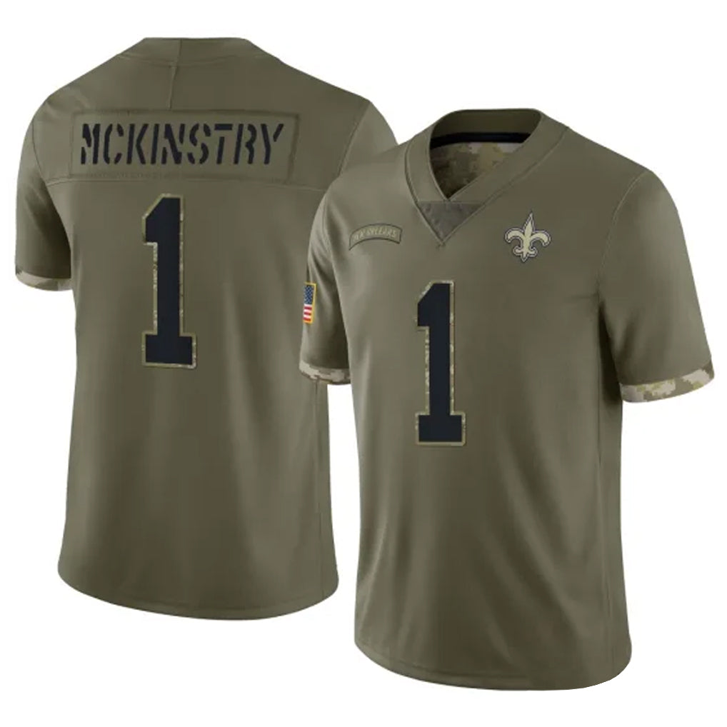 Rebec NO.Saints #1 Kool-Aid McKinstry Player Olive Salute To Service Limited Stitched Jerseys