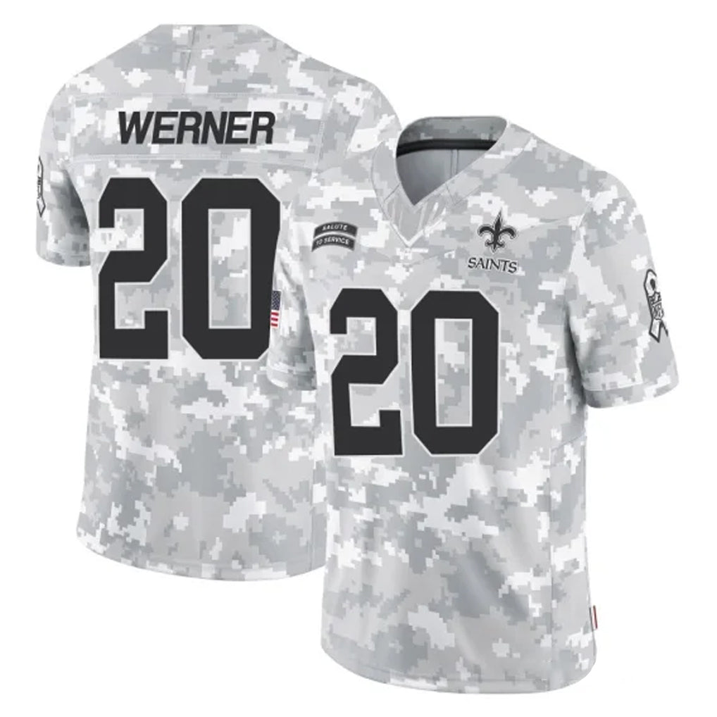 Rebec NO.Saints #20 Pete Werner Player Arctic Camo Salute To Service Limited Game Stitched Jerseys
