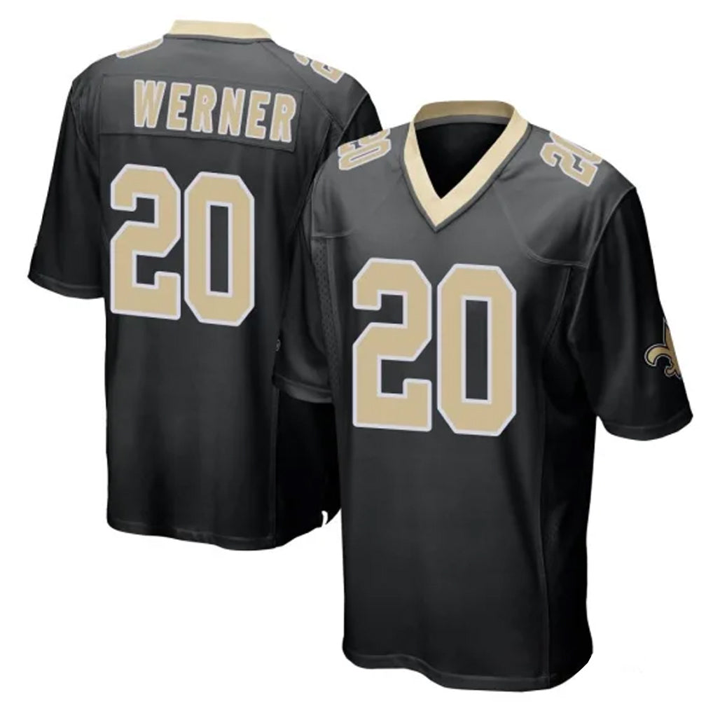 Rebec NO.Saints #20 Pete Werner Player Black Home Game Stitched Jerseys