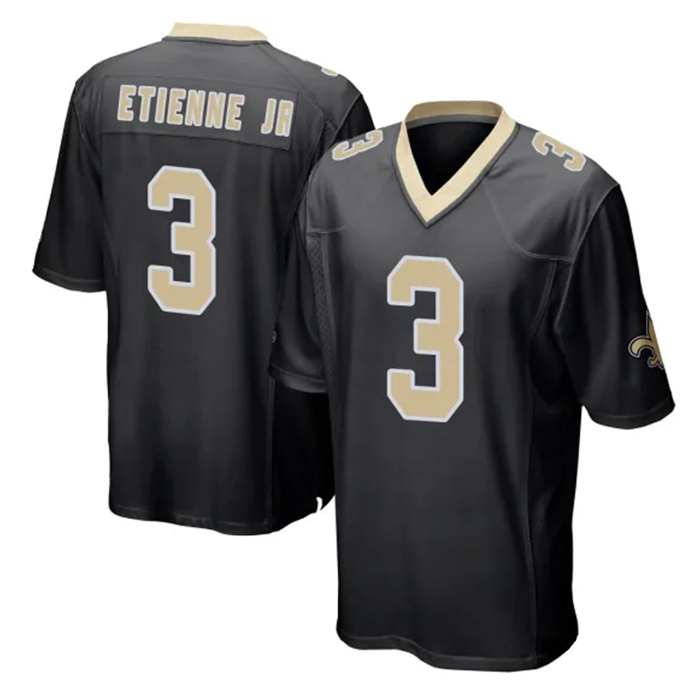 Rebec NO.Saints #3 Travis Etienne Jr. Player Black Home Game Stitched Jerseys