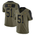 Rebec NO.Saints #51 Cesar Ruiz Player Olive Salute To Service Limited Game Stitched Jerseys