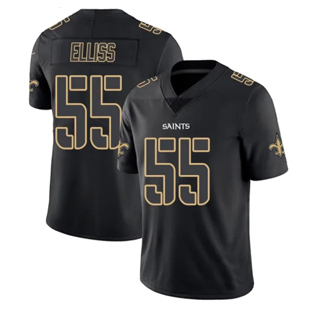 Rebec NO.Saints #55 Kaden Elliss Player Black Impact Limited Home Game Stitched Jerseys