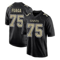 Rebec NO.Saints #75 Taliese Fuaga Player Black Carbon Fashion Home Game Stitched Jerseys