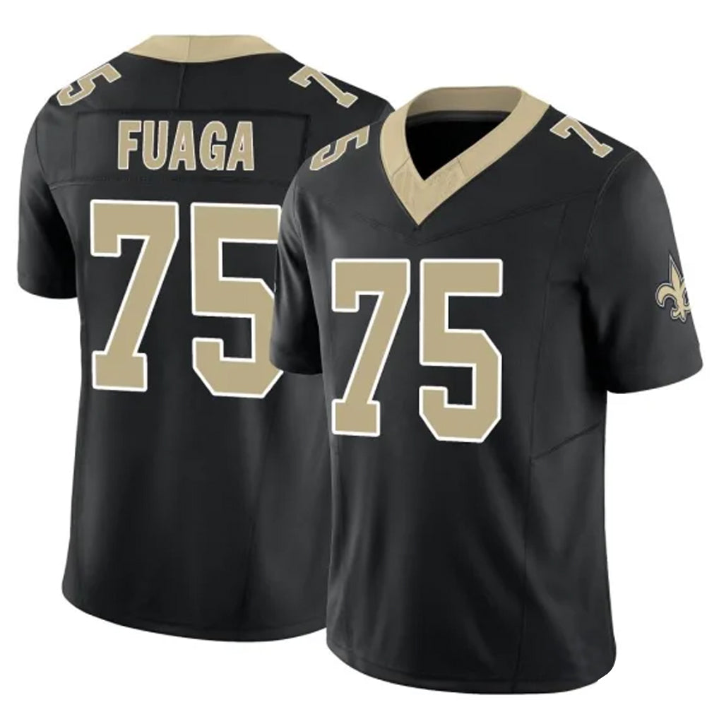 Rebec NO.Saints #75 Taliese Fuaga Player Black Limited Vapor F.U.S.E. Home Game Stitched Jerseys