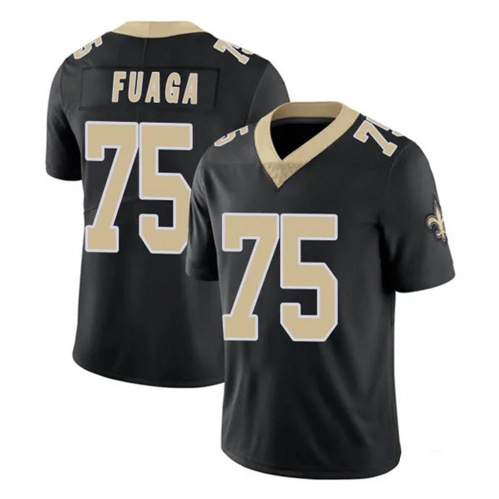 Rebec NO.Saints #75 Taliese Fuaga Player Black Limited Vapor Untouchable Home Game Stitched Jerseys