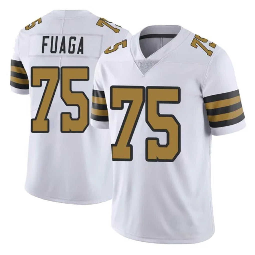 Rebec NO.Saints #75 Taliese Fuaga Player White Limited Color Rush Home Game Stitched Jerseys