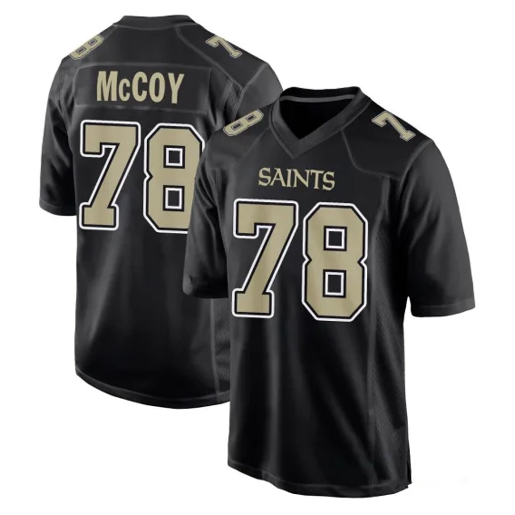 Rebec NO.Saints #78 Erik McCoy Player Black Carbon Fashion Home Game Stitched Jerseys