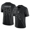 Rebec NO.Saints #94 Cameron Jordan Player Black Limited Reflective Home Game Stitched Jerseys