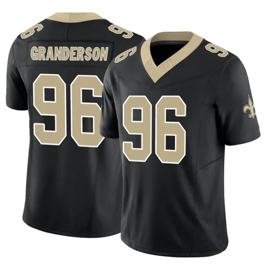 Rebec NO.Saints #96 Carl Granderson Player Black Limited Vapor F.U.S.E. Home Game Stitched Jerseys