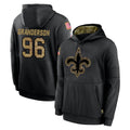 Rebec NO.Saints #96 Carl Granderson Player Black Salute to Service Hoodies Limited Game Stitched Jerseys