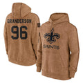 Rebec NO.Saints #96 Carl Granderson Player Brown Salute to Service Pullover Hoodies Limited Game Stitched Jerseys
