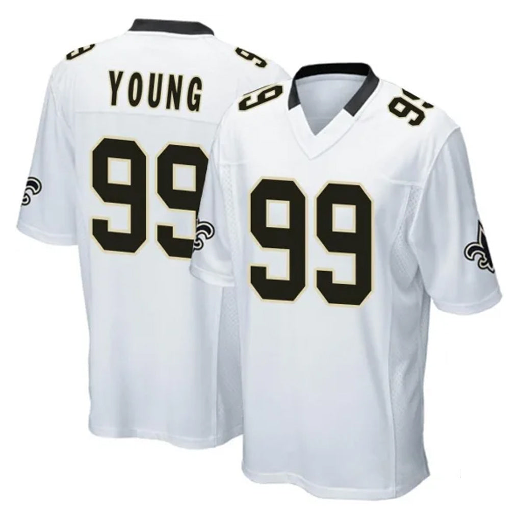 Rebec NO.Saints #99 Chase Young Player White Home Game Stitched Jerseys