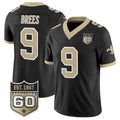 Rebec NO.Saints #9 Drew Brees Black 2026 F.U.S.E 60th Anniversary Patch Vapor Limited Football Stitched Jersey