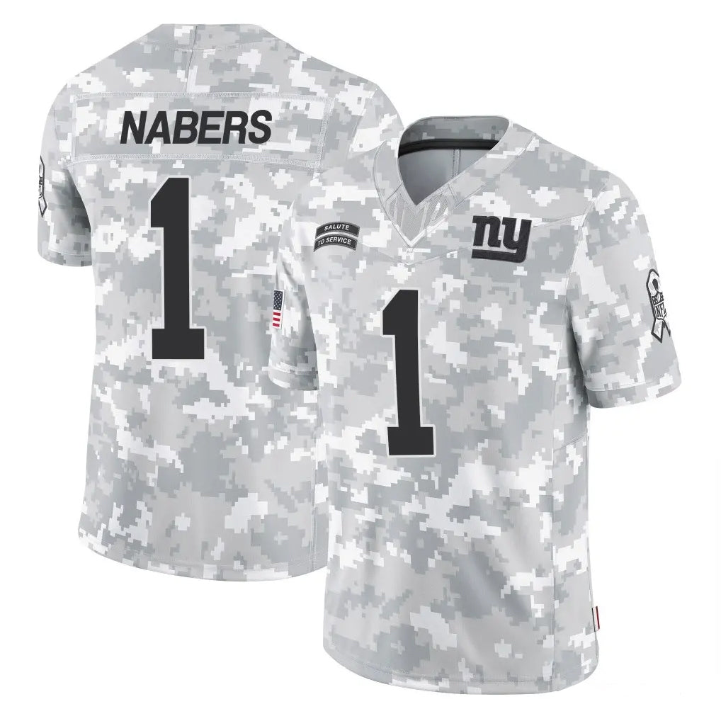 Rebec NY.Giants #1 Malik Nabers Player Arctic Camo Salute To Service Limited Game Stitched Jerseys