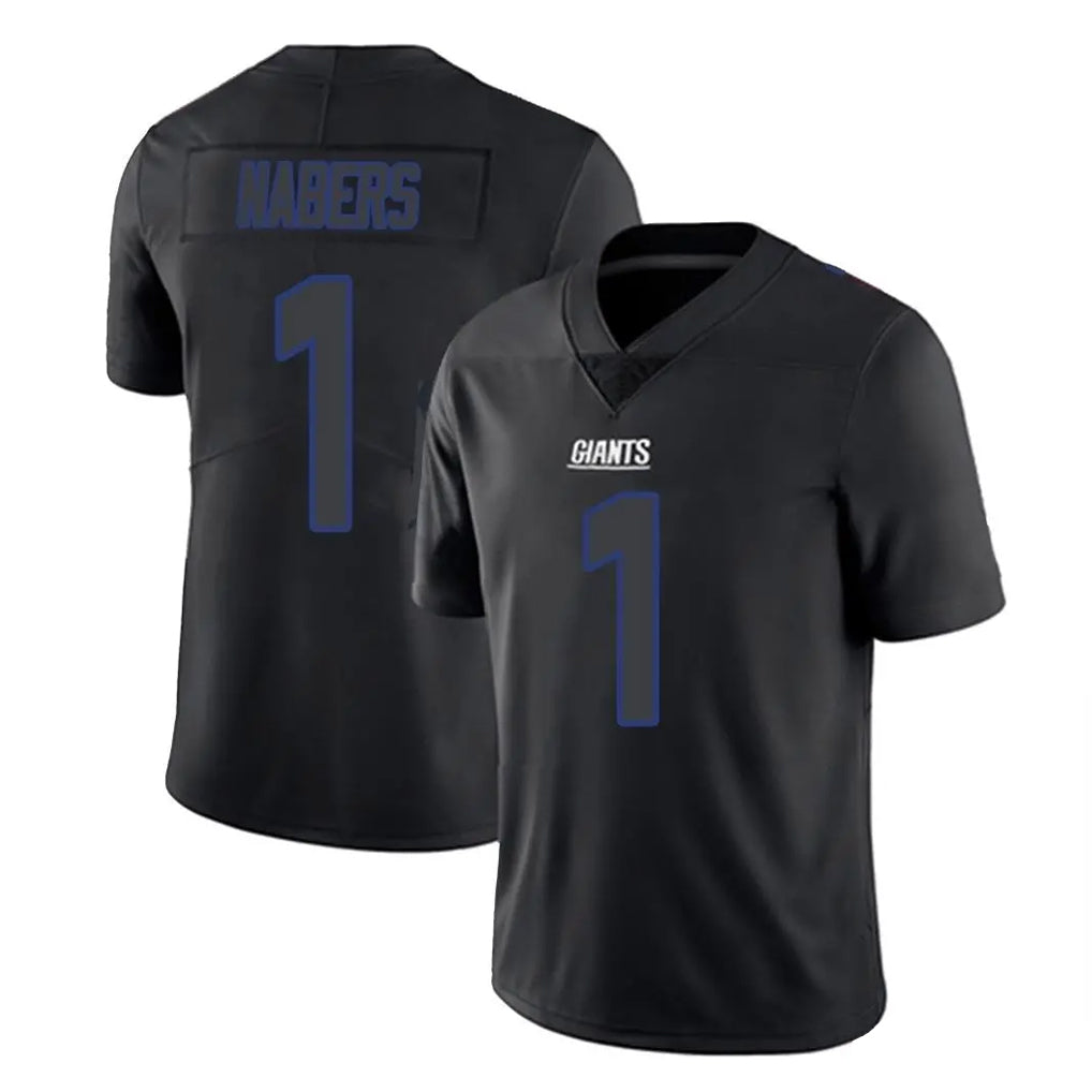 Rebec NY.Giants #1 Malik Nabers Player Black Impact Limited Home Game Stitched Jerseys