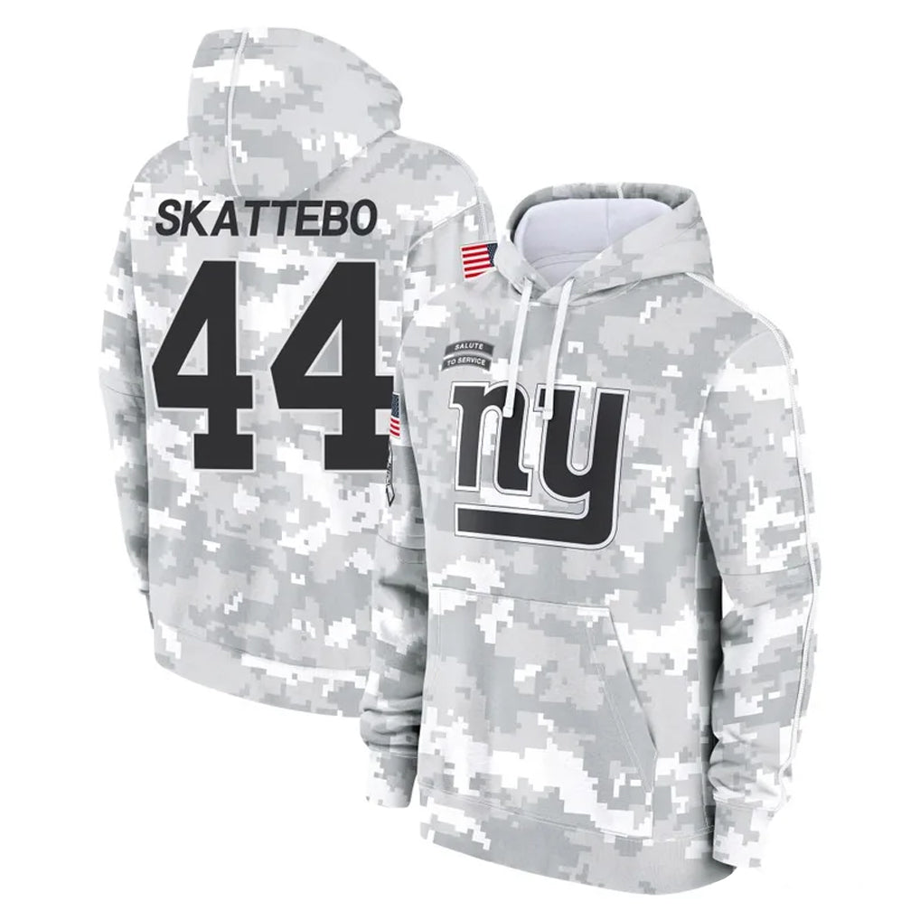 Rebec NY.Giants #44 Cam Skattebo Player Arctic Camo Salute to Service Pullover Hoodies Limited Game Stitched Jerseys