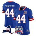 Rebec NY.Giants #44 Cam Skattebo Player Royal 100th Season & State Patch Vapor Limited Home Game Stitched Jerseys