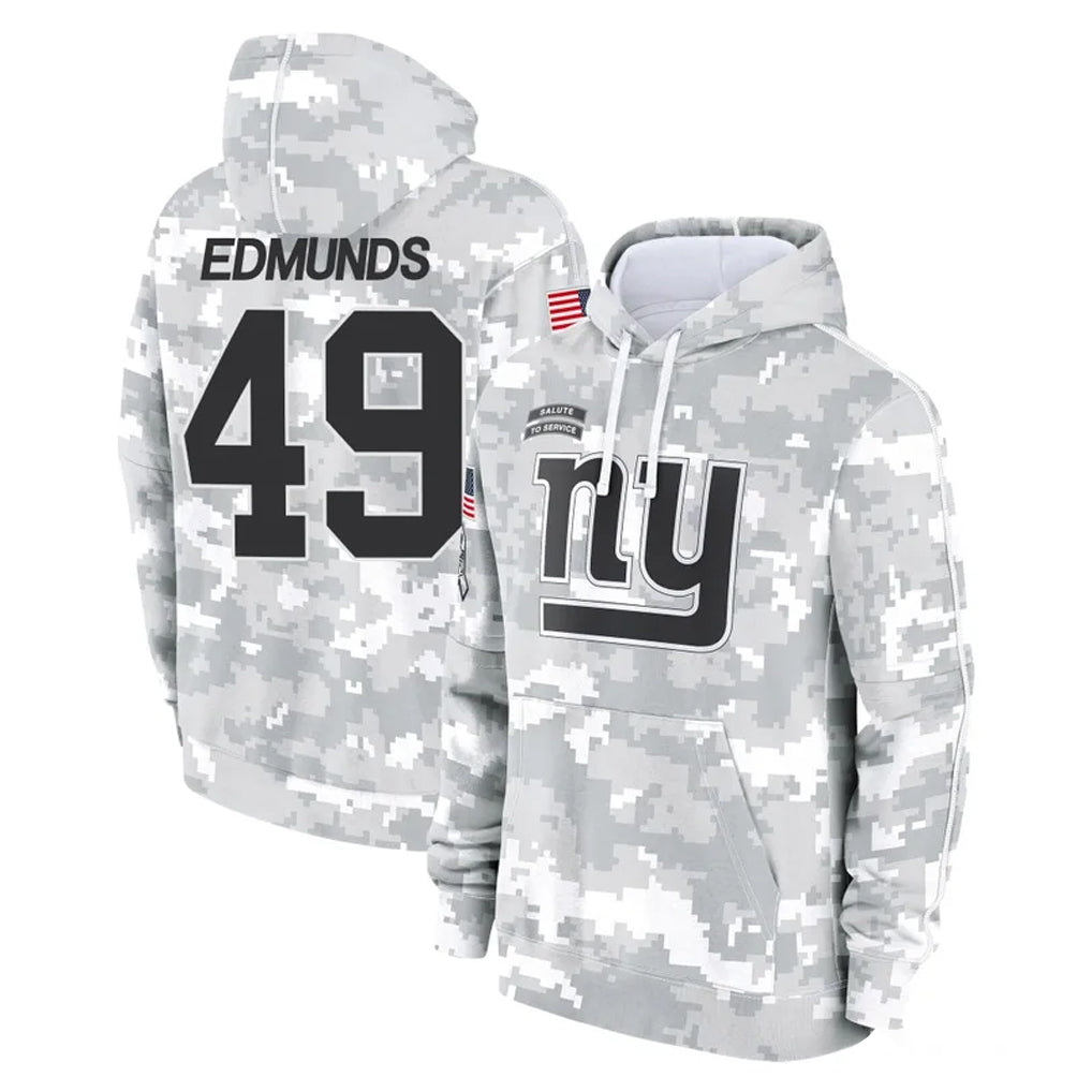 Rebec NY.Giants #49 Tremaine Edmunds Player Arctic Camo Salute to Service Pullover Hoodies Limited Game Stitched Jerseys