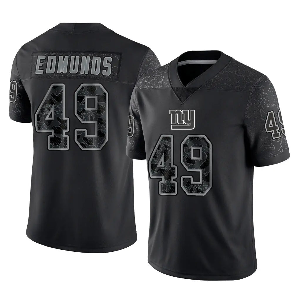 Rebec NY.Giants #49 Tremaine Edmunds Player Black Limited Reflective Home Game Stitched Jerseys