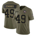 Rebec NY.Giants #49 Tremaine Edmunds Player Olive 2025 Salute To Service Limited Stitched Jerseys