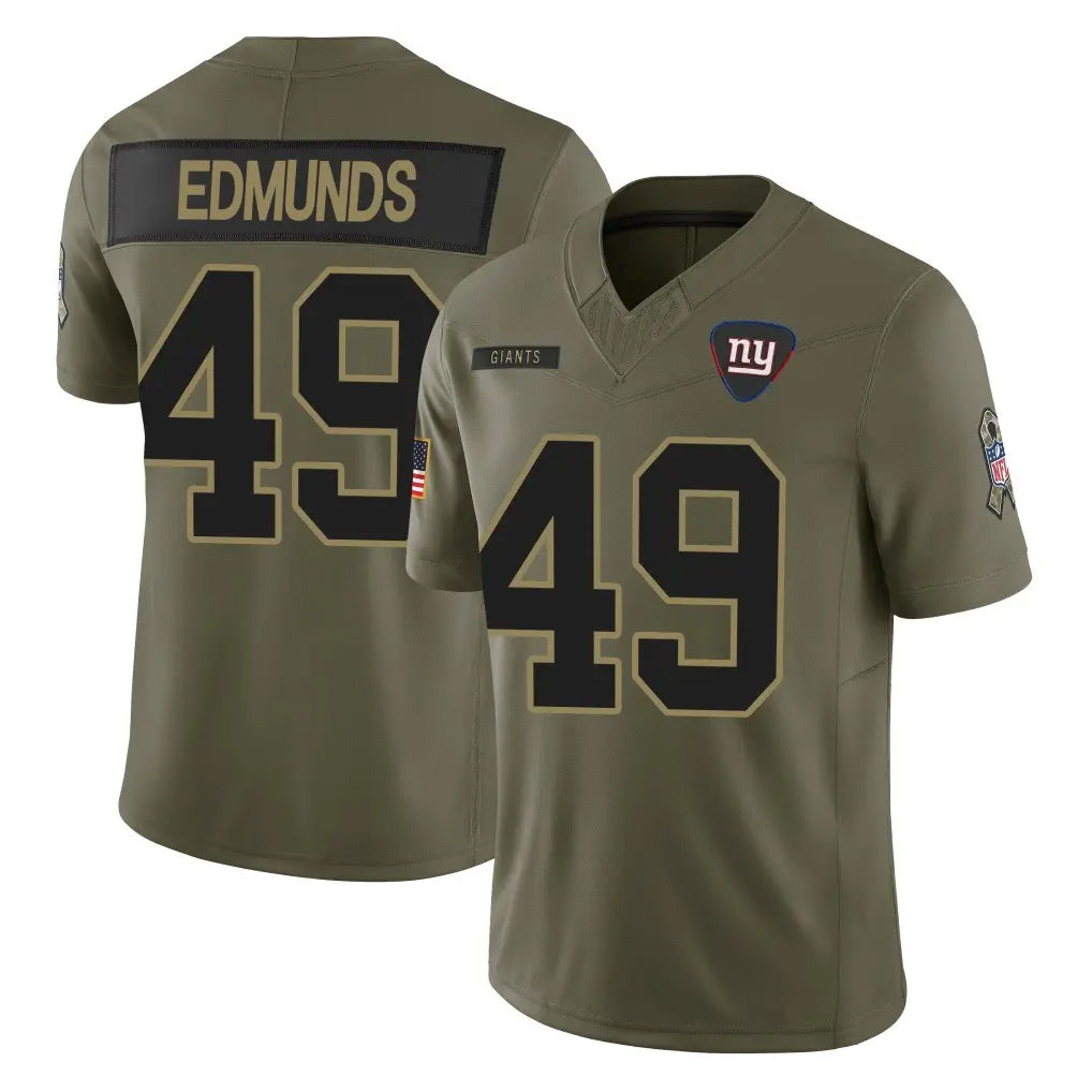 Rebec NY.Giants #49 Tremaine Edmunds Player Olive 2025 Salute To Service Limited Stitched Jerseys