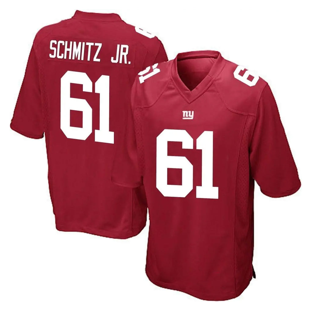 Rebec NY.Giants #61 John Michael Schmitz Jr. Player Red Home Game Stitched Jerseys