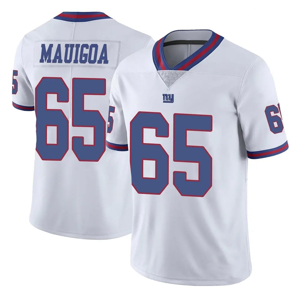 Rebec NY.Giants #65 Francis Mauigoa Player White Color Rush Home Game Stitched Jerseys