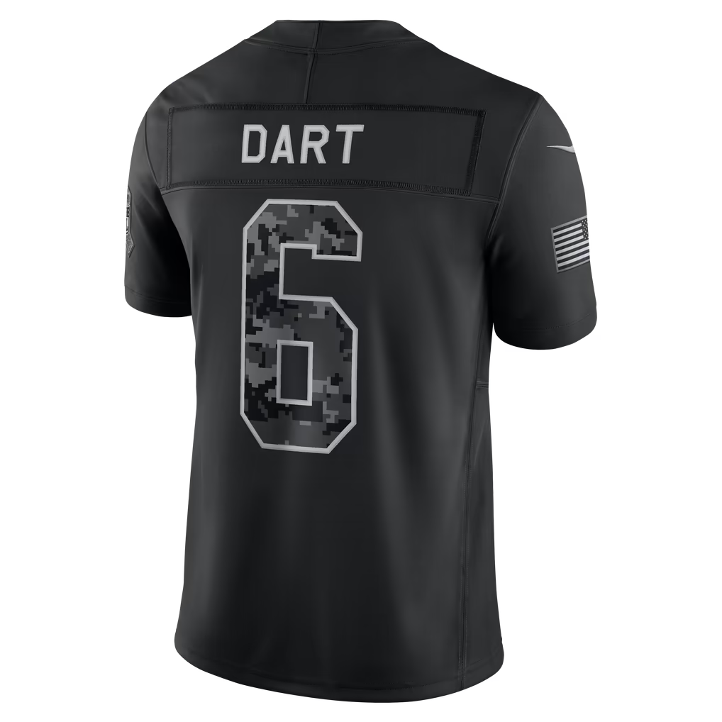 Rebec  NY.Giants #6 Jaxson Dart Black 2026 Salute to Service Stitched Limited Jersey