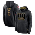 Rebec NY.Giants #6 Jaxson Dart Player Black Salute to Service Hoodies Limited Game Stitched Jerseys