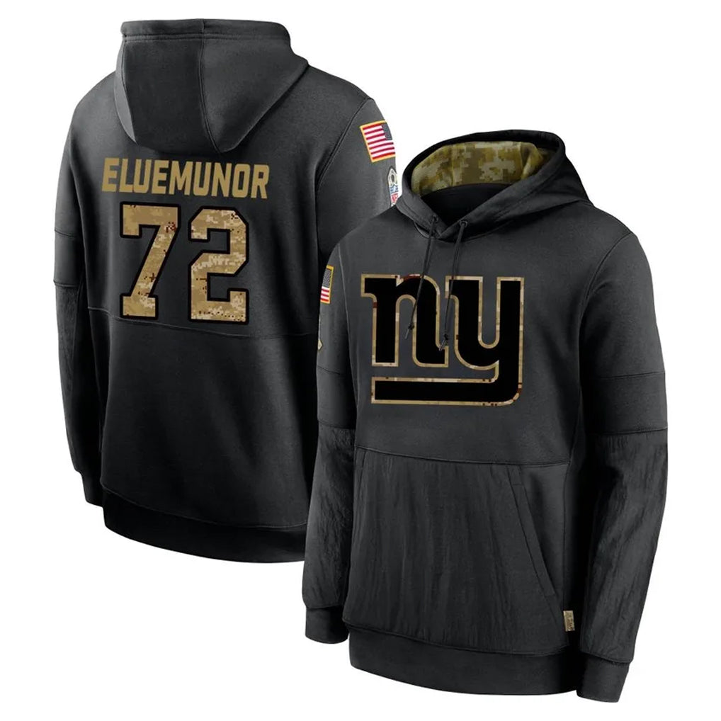 Rebec NY.Giants #72 Jermaine Eluemunor Player Black Salute to Service Hoodies Limited Game Stitched Jerseys