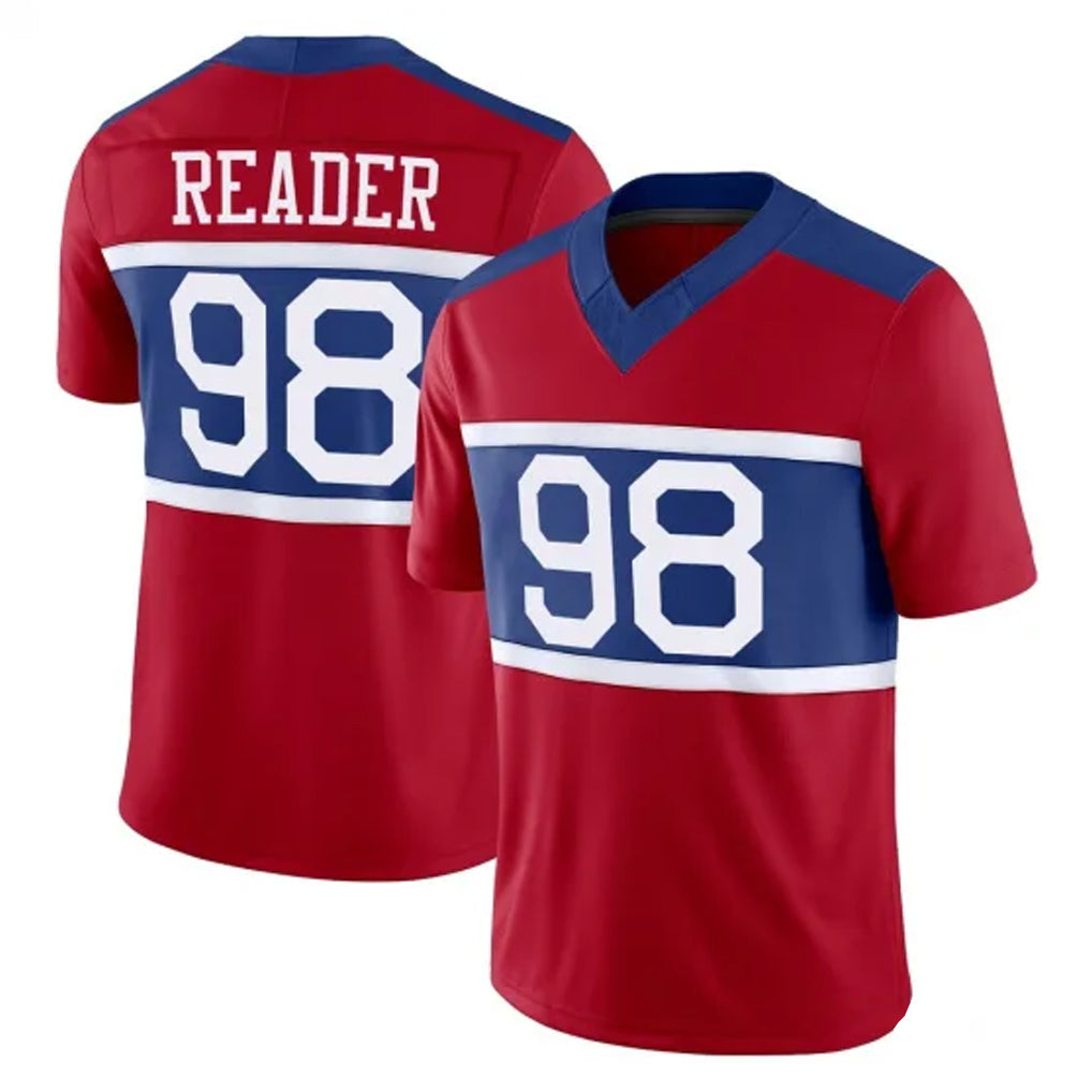 Rebec NY.Giants #98 DJ Reader Player Red Century Vapor F.U.S.E. Home Game Stitched Jerseys