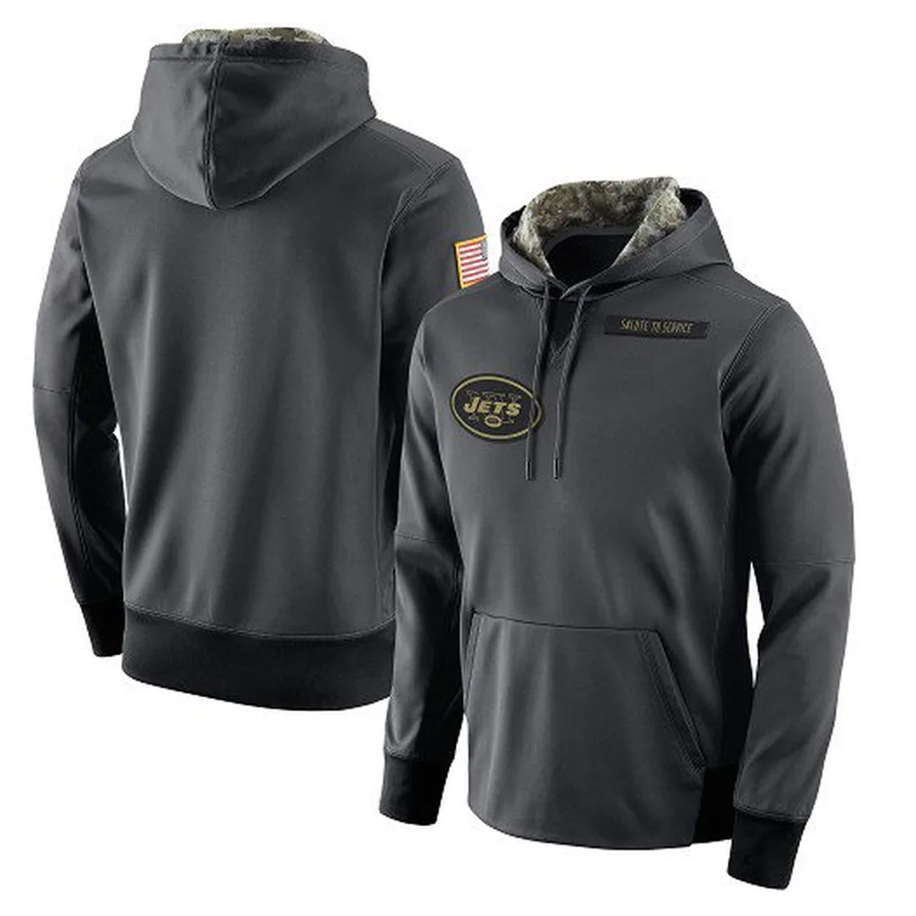 Rebec NY.Jets Gray Pullover Hoodies Limited Game Blank Player Stitched Jerseys
