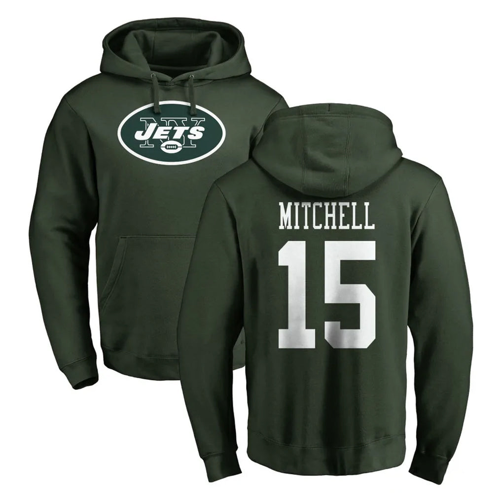 Rebec NY.Jets #15 Adonai Mitchell Player Green LOGO Pullover Hoodies Limited Game Stitched Jerseys