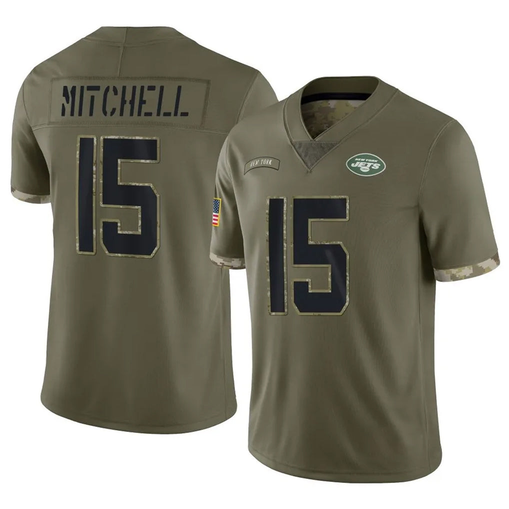 Rebec NY.Jets #15 Adonai Mitchell Player Olive Salute To Service Limited Stitched Jerseys